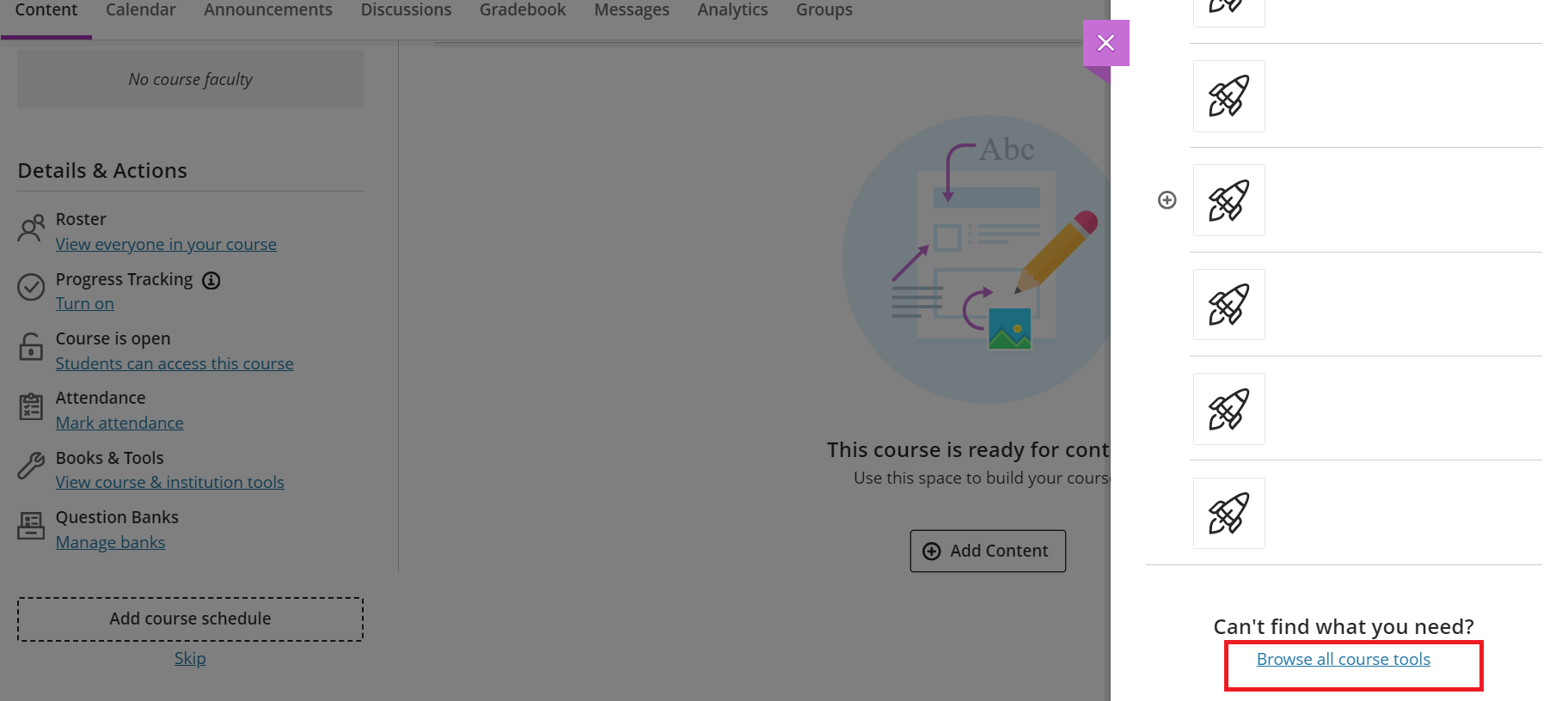 Blackboard Ultra — Browse all course tools