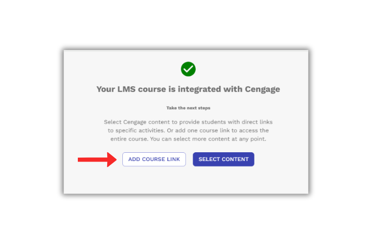 Add Course Link or Select Content options
