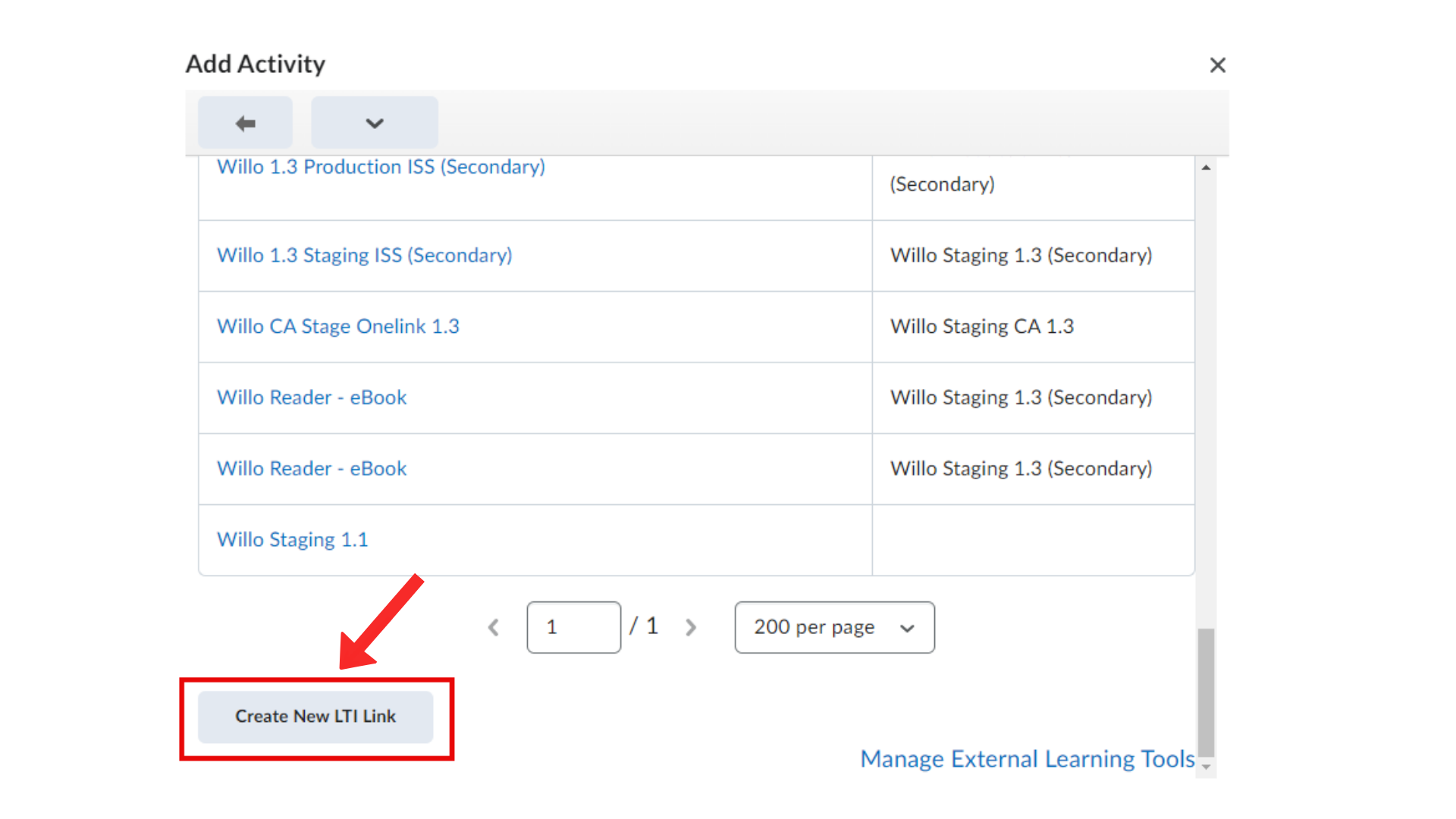 Create New LTI Link