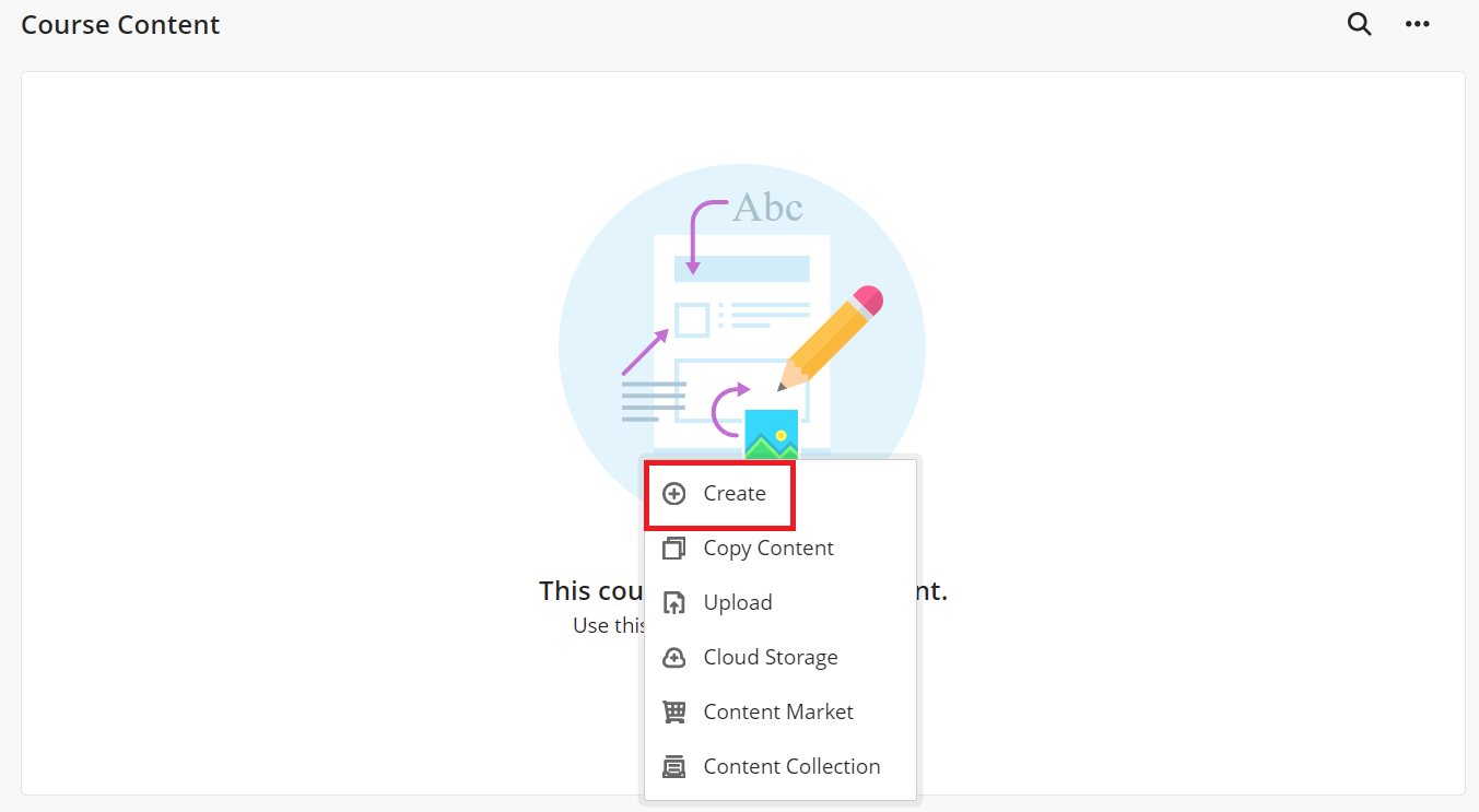Blackboard — Click plus sign to Create