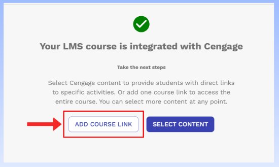 Cengage add course link options in Canvas