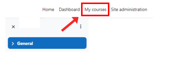 Moodle My Courses screen