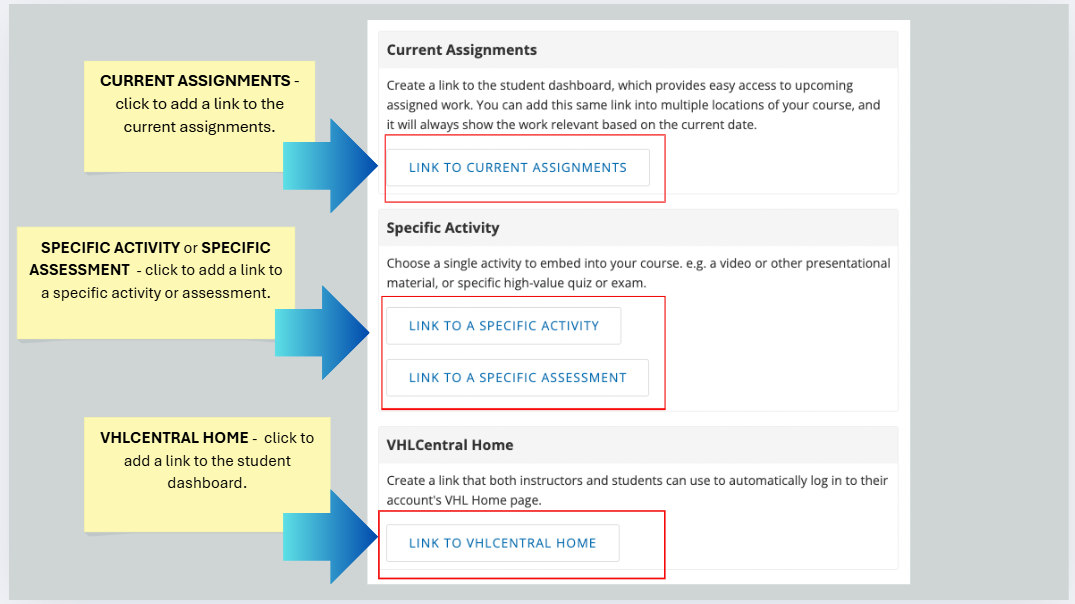 Step 11 – VHL linking options
