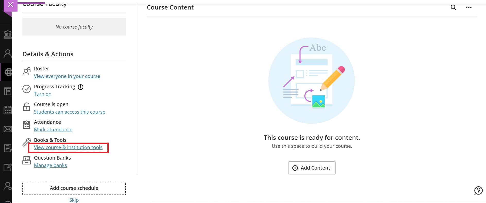 Ultra — View course & institution tools