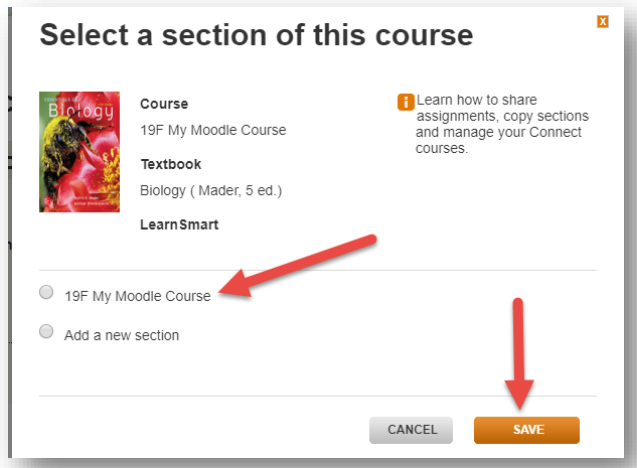 Course Selection and Save Screenshot