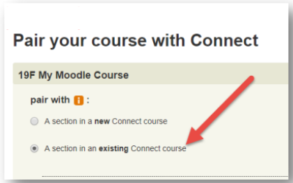 Pair with Existing Connect Course Screenshot