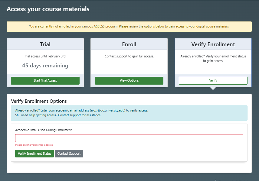 Continue to access screenshot
