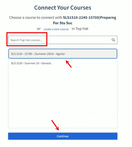 Select Top Hat course