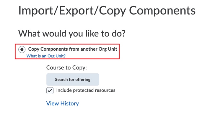 Copy components org unit